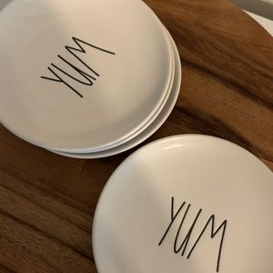 Rae Dunn set of 4 Small "Yum" plates